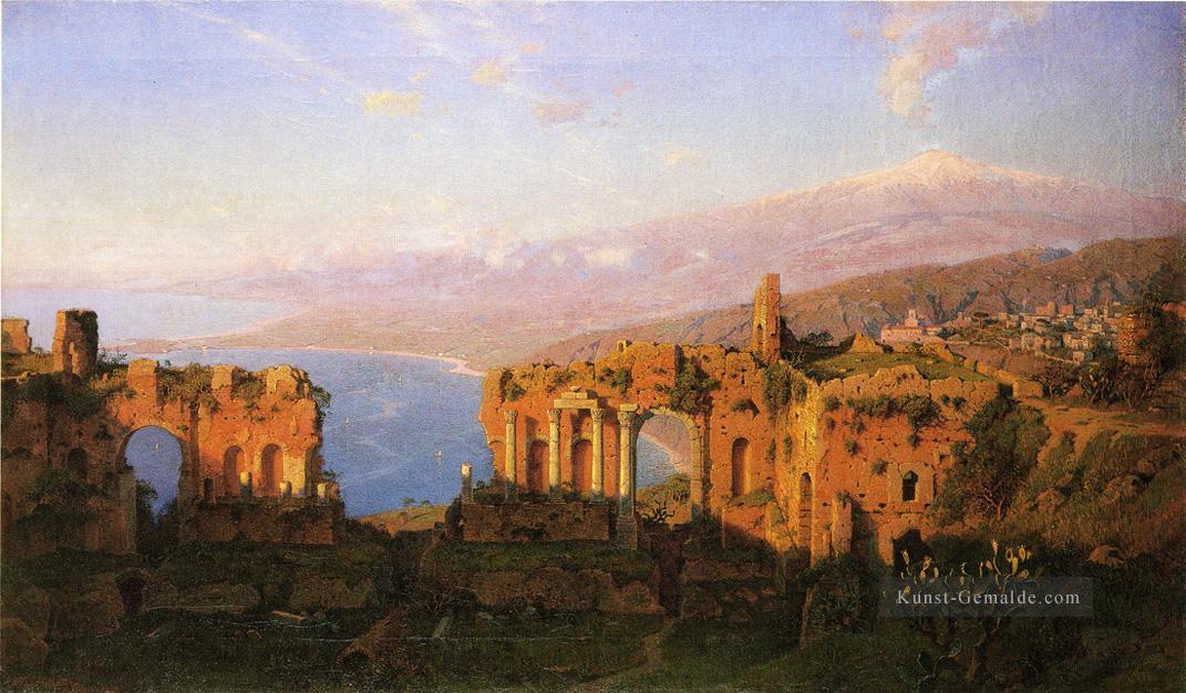 Ruinen des römischen Theaters an Taormina Sizilien Szenerie Luminism William Stanley Haseltine Ölgemälde